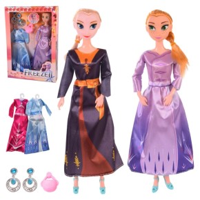 Кукла "Frozen" 2 вида, платье, серьги, сумка, в коробке 32,5*23,5*5 см /72-2/ 400-4