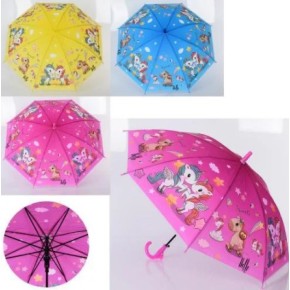 Зонтик детский MK 4825 длина 65см, трость 60см, диаметр 81см,спица 48см, клеенка, чехол, 3 цвета