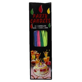 Набор свечей для торта "Party Candles" 15*0,2см, 24шт, mix, без/этик. 9204_IMG