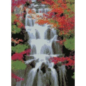 Алмазна картина HX333 "Водоспад серед яскравих дерев", розміром 30х40 см HX333