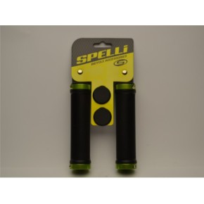 Гріпси SPELLI SBG-6703-Lock, чорні з зеленими локами, прямі, круглі, довжина 132 мм, комплект 2 шт., в упаковці