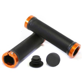 Гріпси SPELLI SBG-6703-Lock, чорні з помаранчевими локами, прямі, круглі, довжина 132 мм, комплект 2 шт., в упаковці