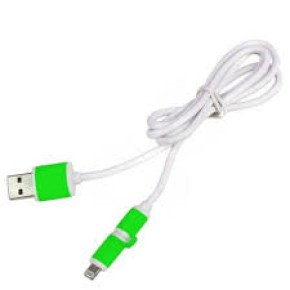 Кабель PULSO USB - Micro USB/Apple 1m green (плоский) (29507)