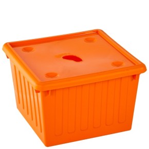Емкость для хранения вещей с крышкой 25 л (оранжевая) (122043)