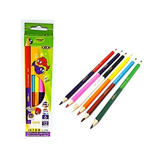 Цветные карандаши Double, 6 шт. (12 цветов), KIDS LINE (ZB.2462)
