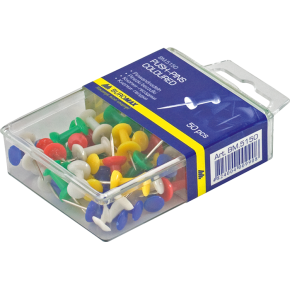 Кнопки-цвяшки, кольор., 50шт., пластик. контейнер (BM.5150)
