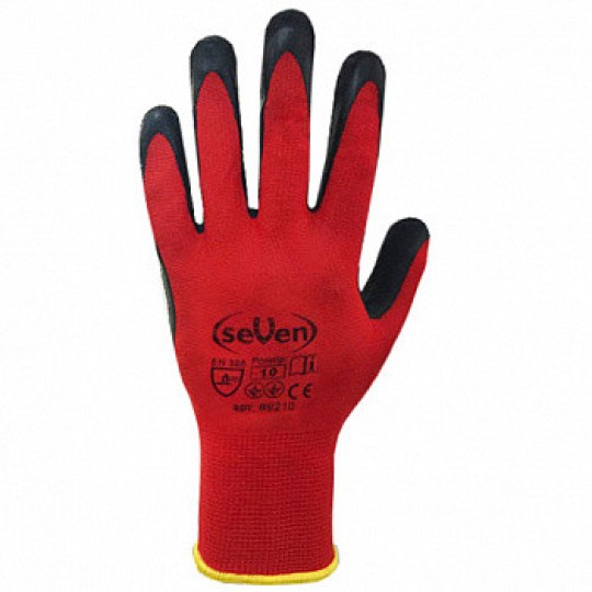 Перчатки рабочие синтетические красные с черным нитриловым покрытием (69386 ) (69712) WN-1005"б"