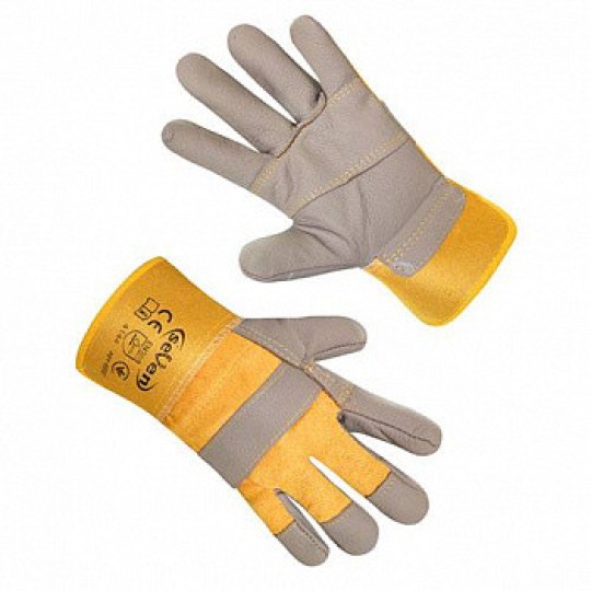 Перчатки рабочие комбинированные хлопковые/утепленная кожа S-T08F (69507)(seVen)