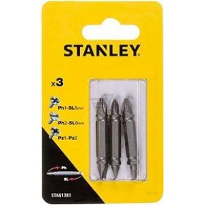 Набор отверточных насадок двухсторонних STANLEY : PH1>SL5 PH2>SL6 PZ1-PZ2 x 48 мм, 3 (Шт/Уп.)(STA61381-XJ)