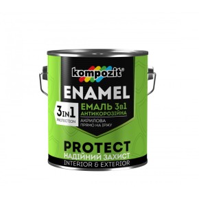  Эмаль антикоррозионная Kompozit 3 в 1 PROTECT зеленая 0.75 кг