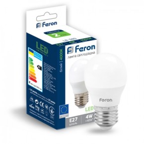 Лампа свiтлодiодна LB-380 G45 230V 4W E27 4000K (4915) Feron