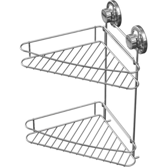 Полка кутова 2-ярусна металева LEDEME LM3728-2 на вакуумних присосках